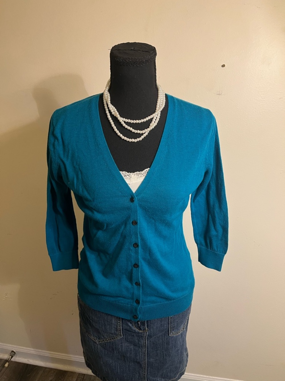 Old Navy Teal V-Neck Button Cardigan